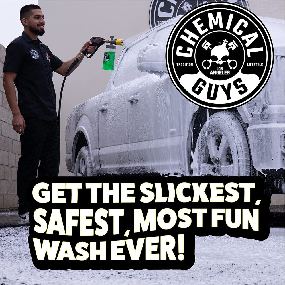 Detailed ride cleaning with foam cannon setup on a pressure washer