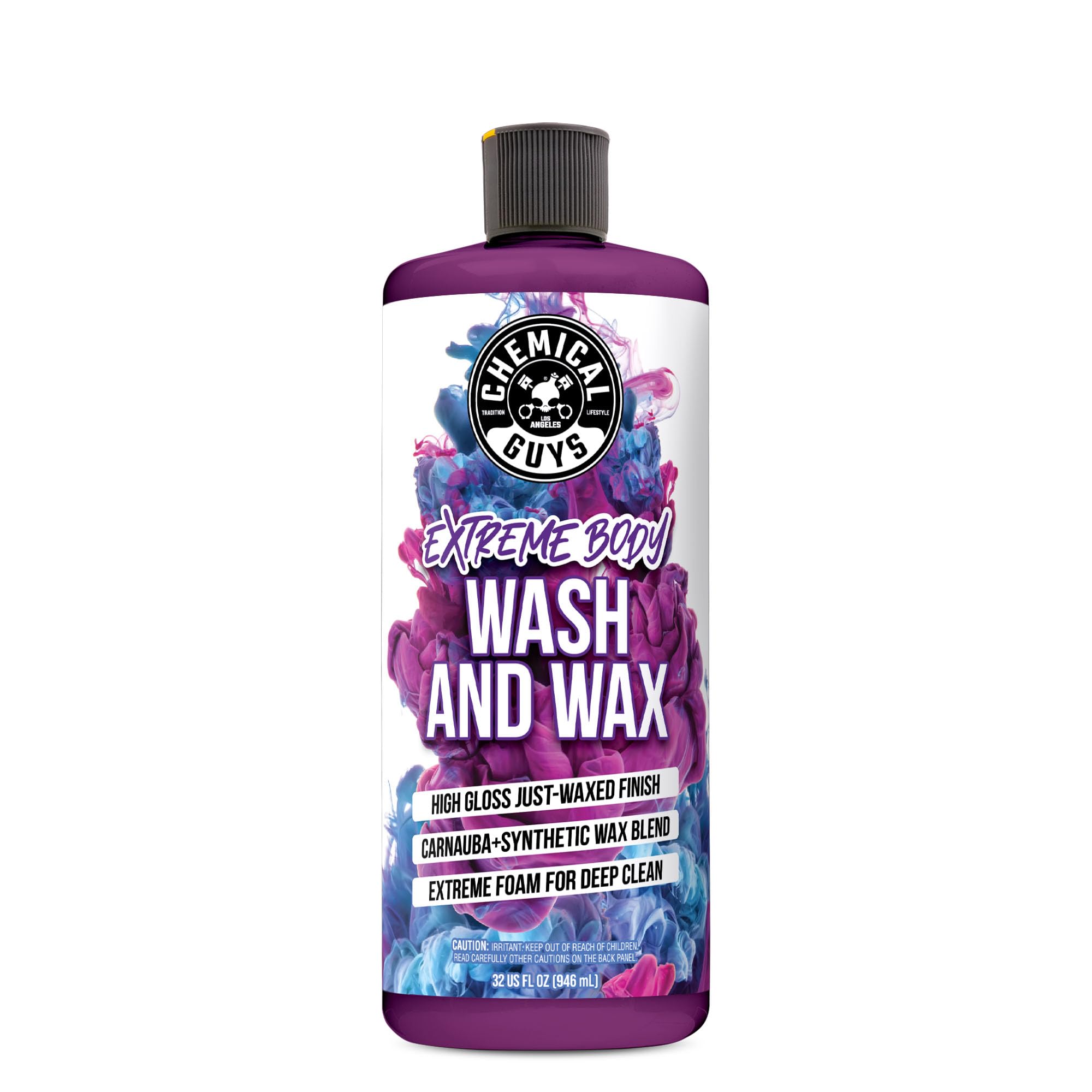Chemical Guys Extreme Bodywash and Wax bottle front with grape scent for a fresh shine.