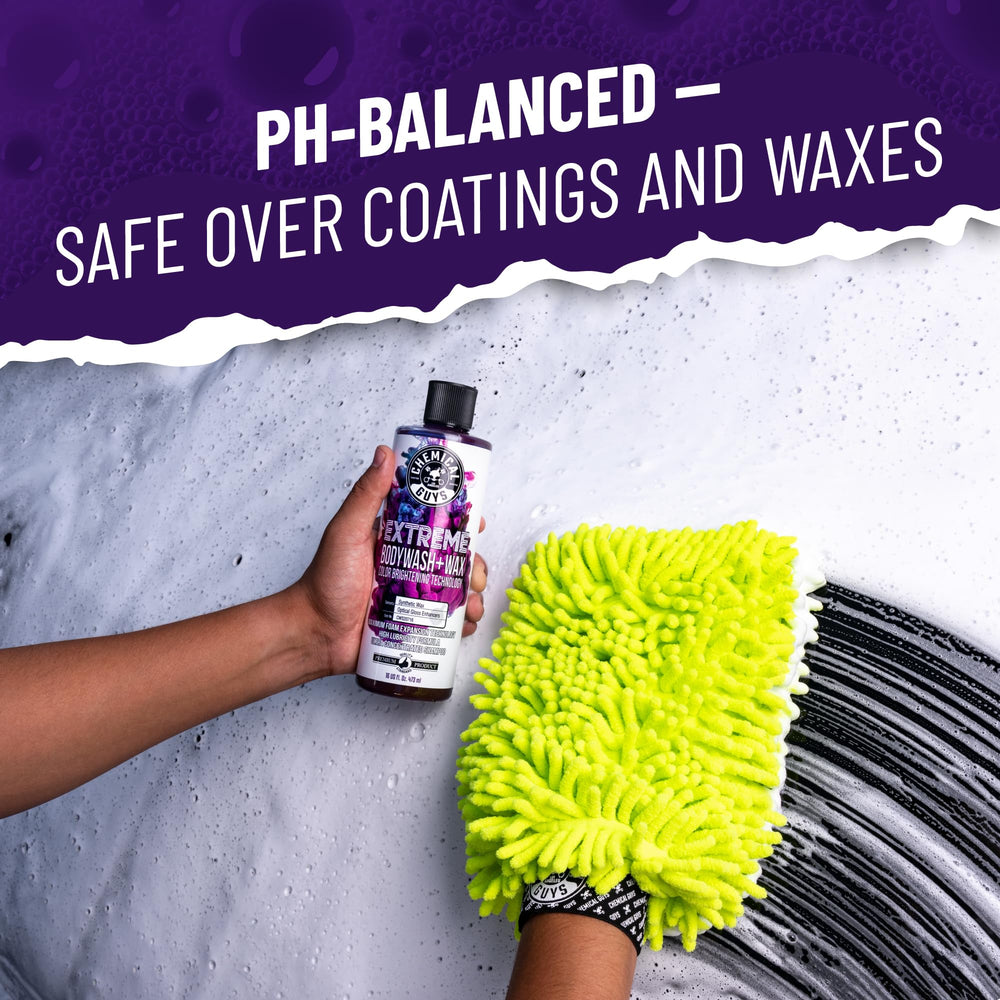 Chemical Guys Extreme Bodywash & Wax grape scent enhances the washing experience