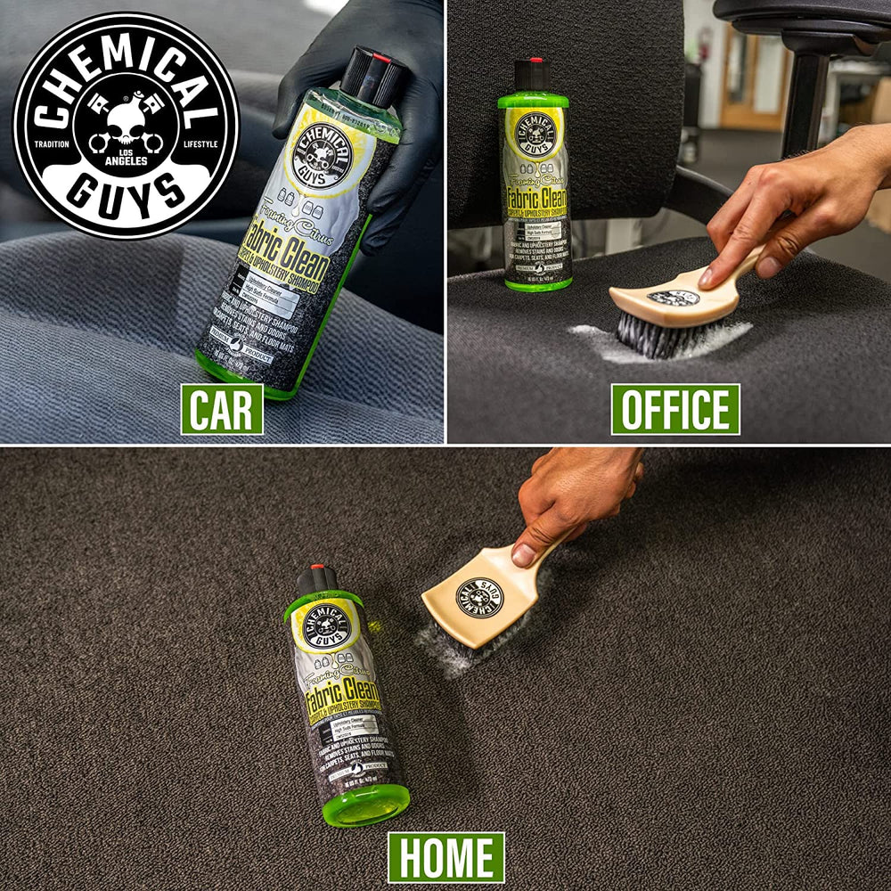 Chemical Guys Fabric Clean spray-application for quick refresh on vehicle interiors