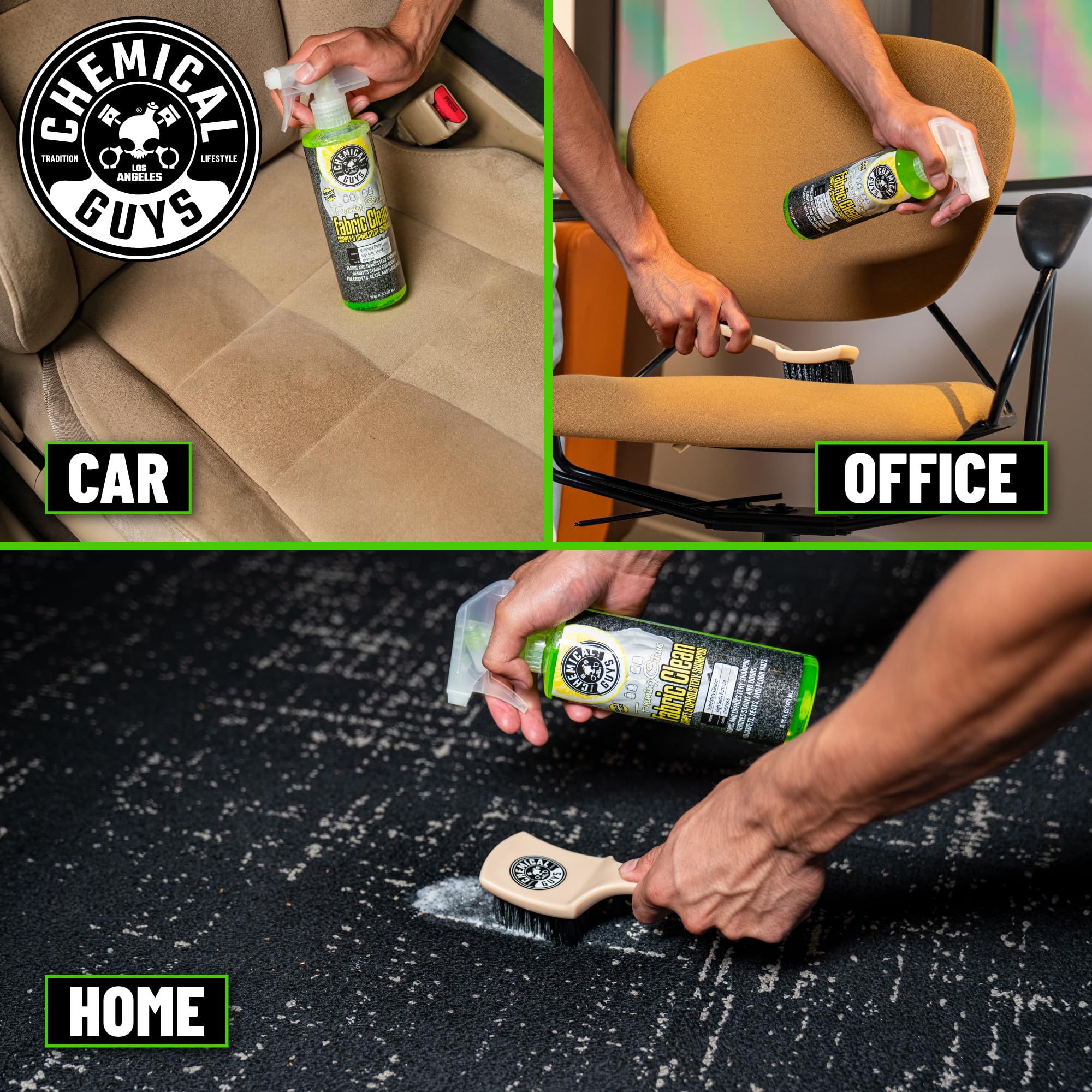 Chemical Guys Foaming Citrus Fabric Clean interior use on car seats and mats