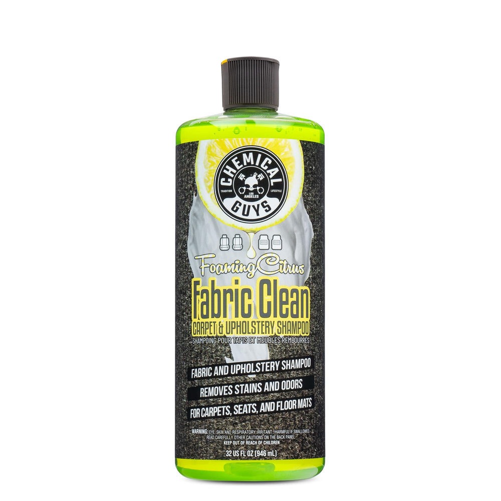 Chemical Guys Foaming Citrus Fabric Cleaner bottle ready for deep-cleaning car interiors