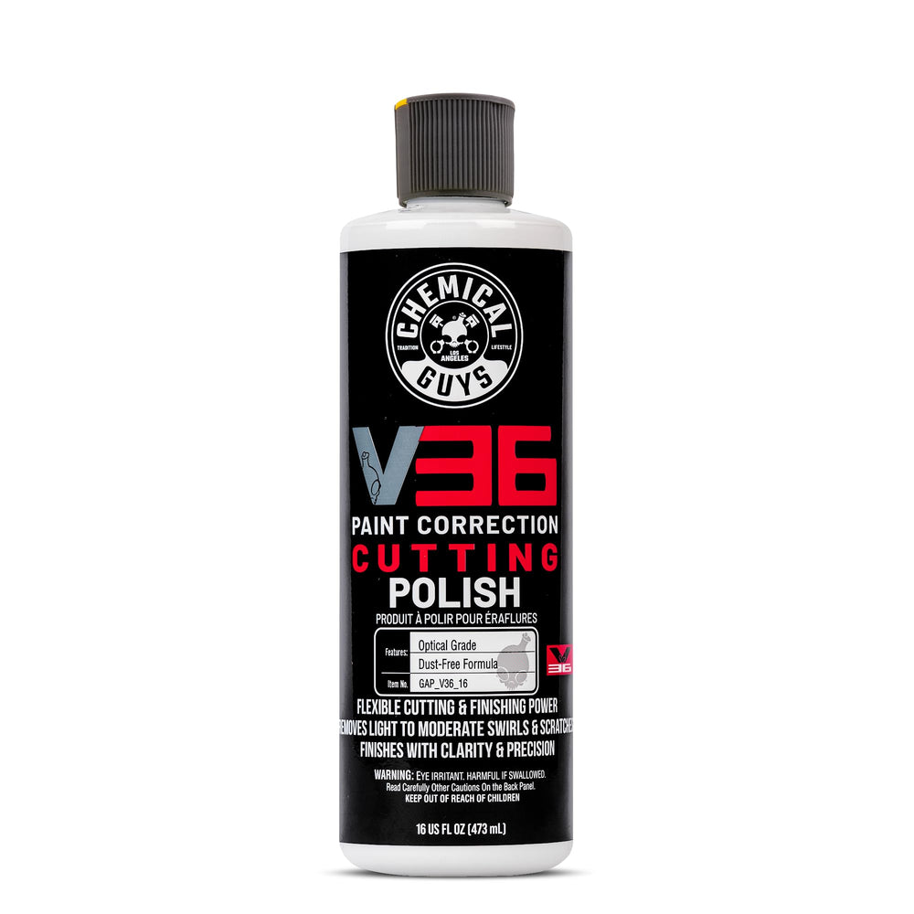Chemical Guys Gap V36 optical grade cutting polish for swirl-free finish on white paint