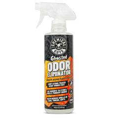 Chemical Guys Ghosted Odor Eliminator bottle ready to neutralize odors.