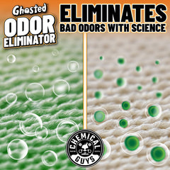 Car interior with Ghosted eliminating odors from upholstery.