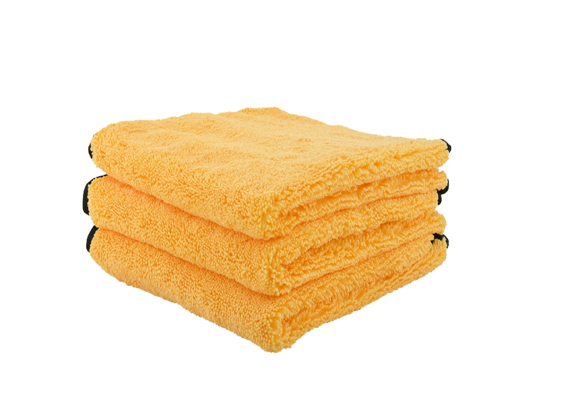 Chemical Guys Gold microfiber towel with high-pile absorbency for streak-free drying on paint and glass.