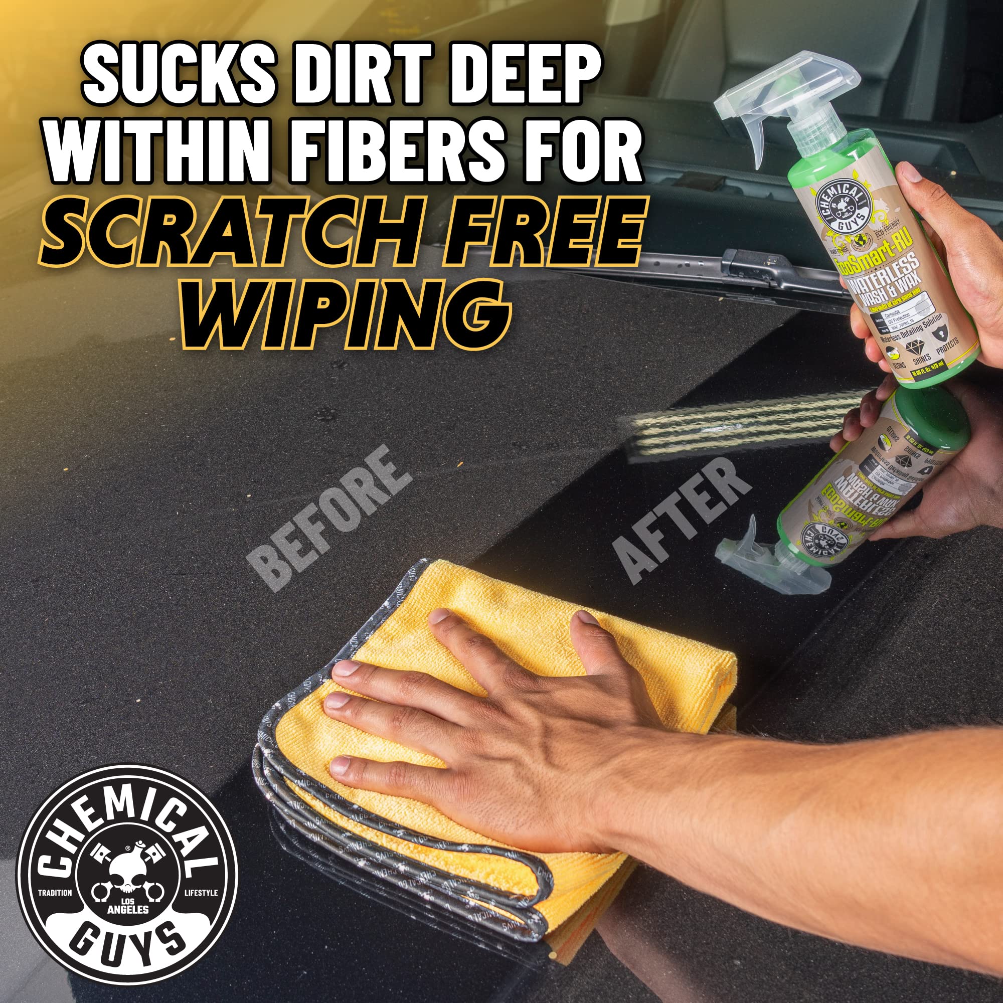 Chemical Guys Gold microfiber towel comes in a 12-pack for detailing