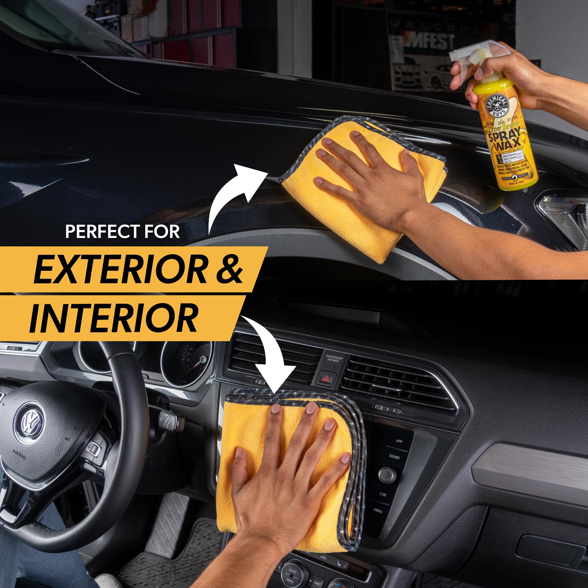 Chemical Guys Gold microfiber towel ideal for interior dashboards and trim detailing