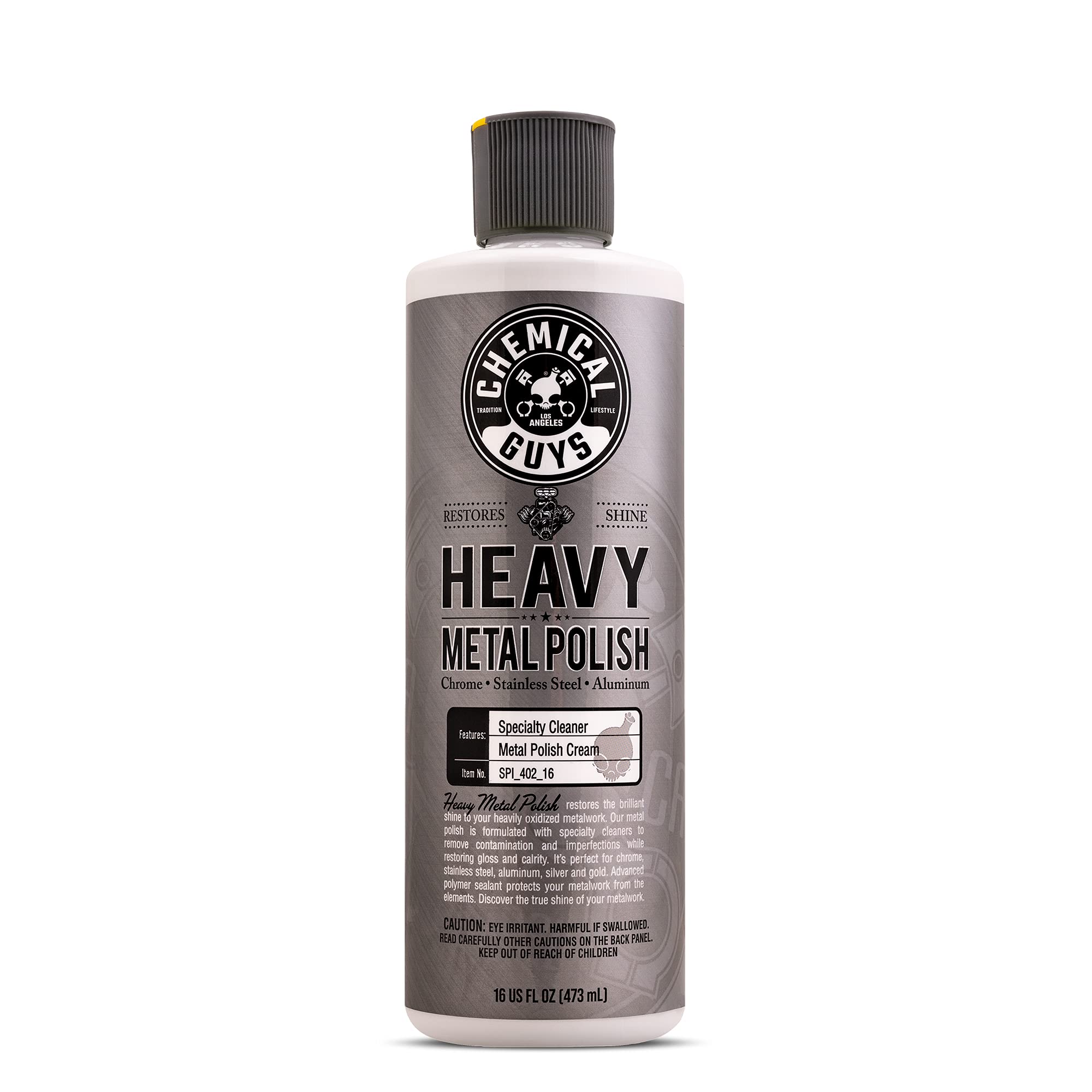 Chemical Guys Heavy Metal Polish Restorer on chrome wheels for a showroom-bright, protected finish.
