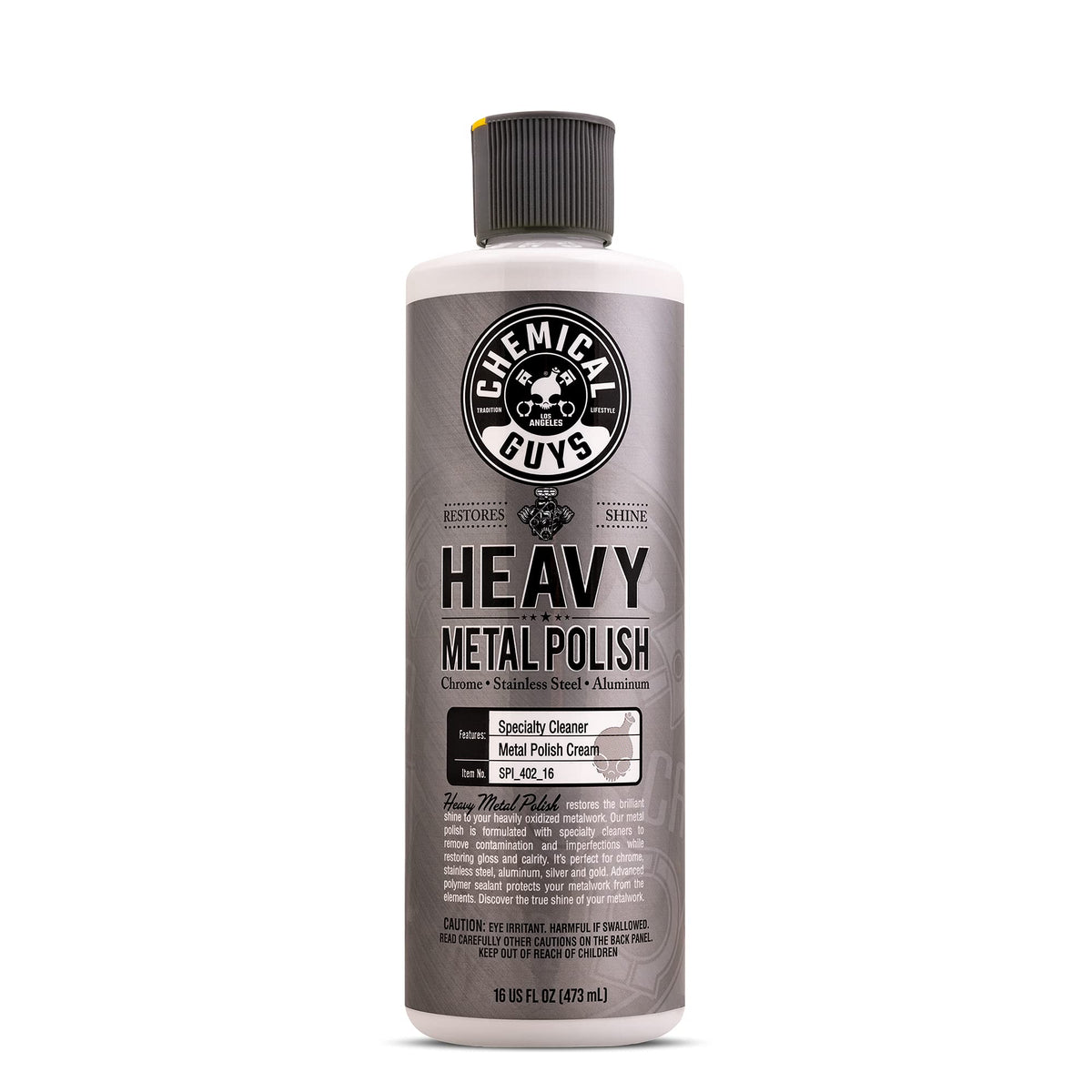 Chemical Guys Heavy Metal Polish Restorer on chrome wheels for a showroom-bright, protected finish.