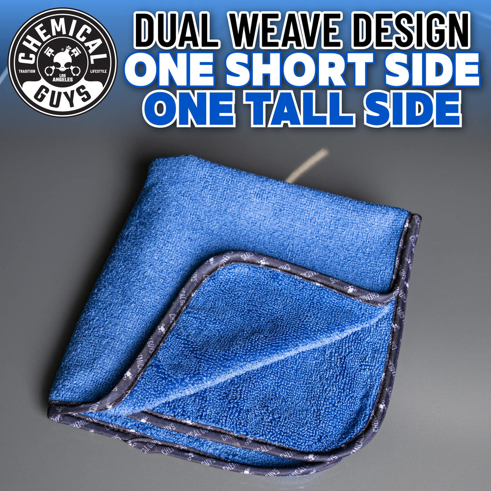 Chemical Guys high-pile blue microfiber towel for superior absorbency