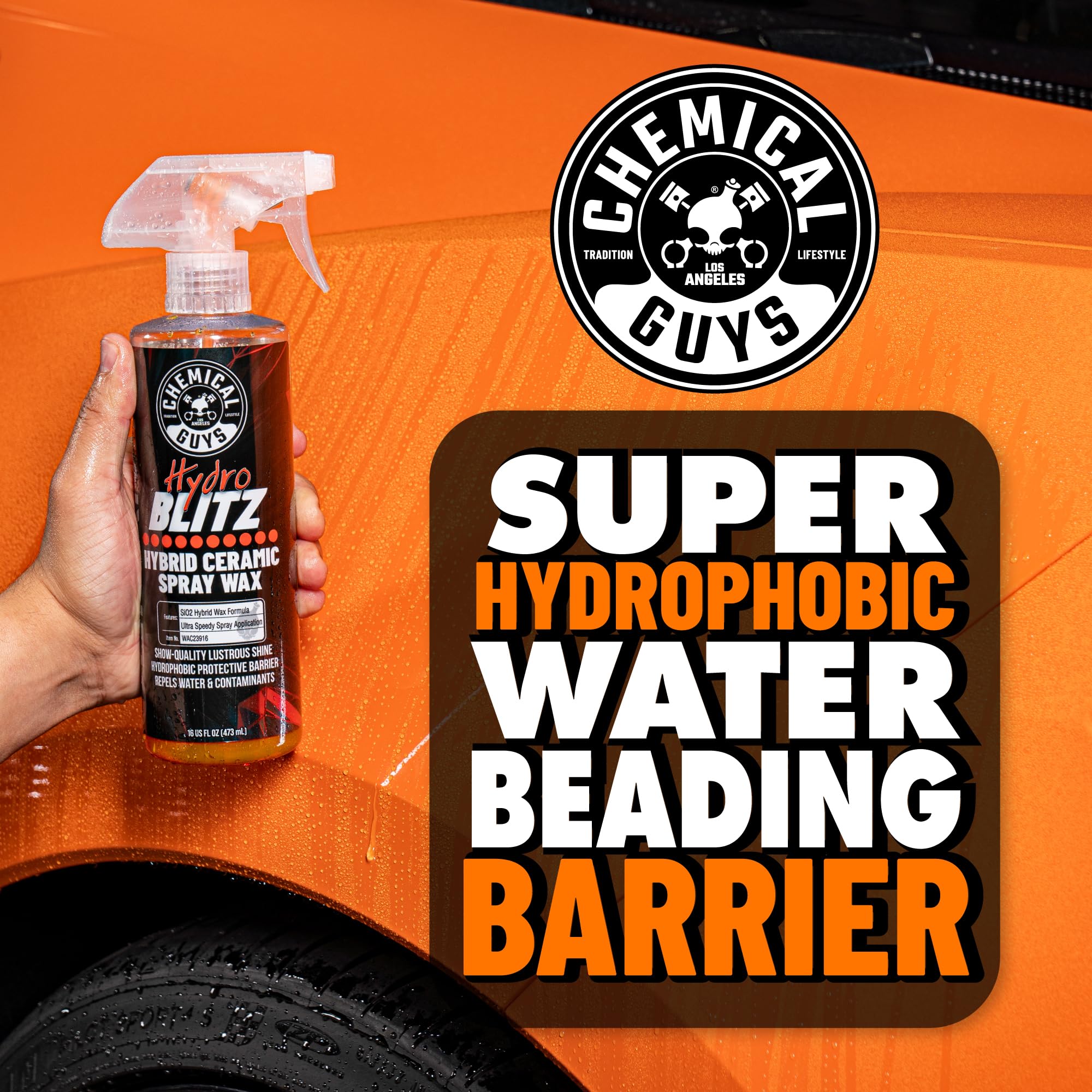 HydroBlitz used on glass and wheels for streak-free cleanliness.