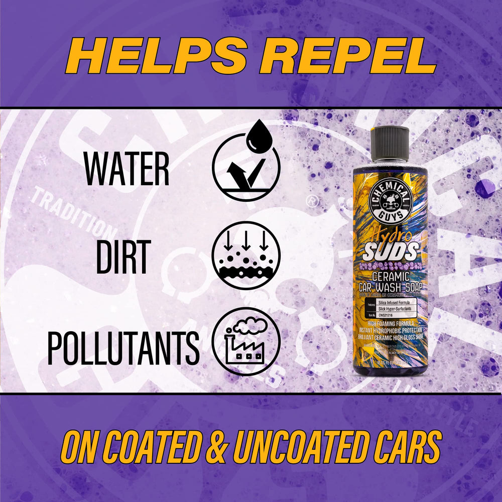 16 oz HydroSuds bottle is ideal for at-home detailing.