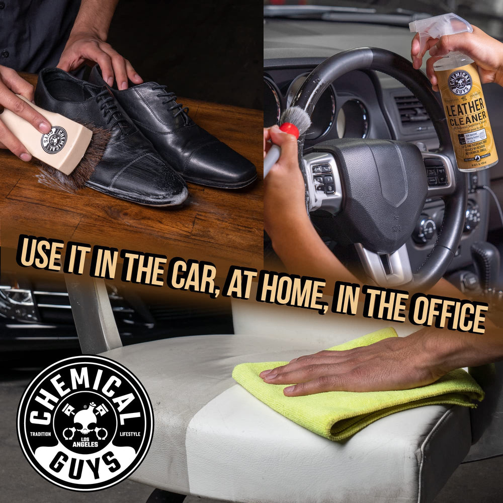 Chemical Guys Leather Conditioner softening application restores flexibility.