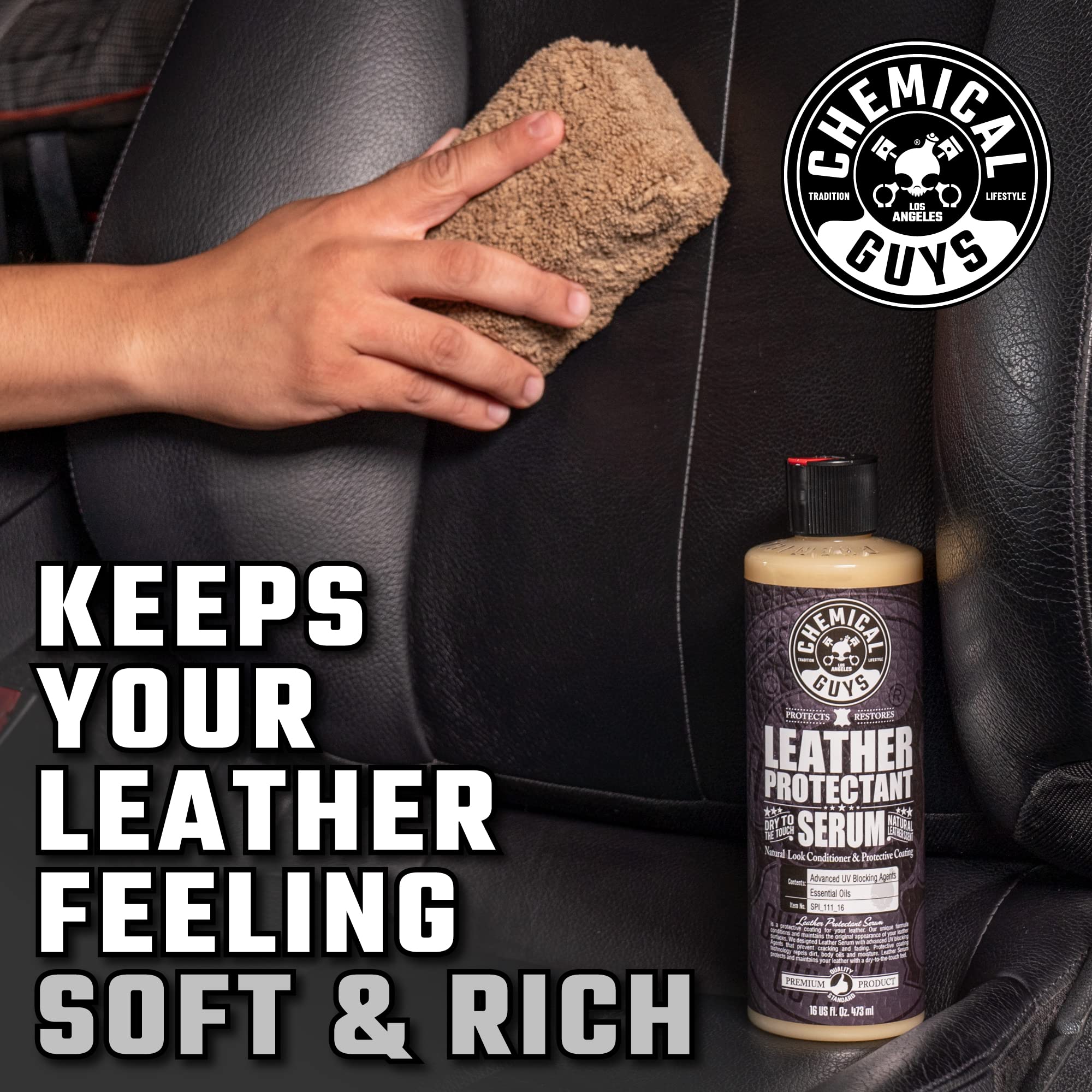Car interior leather care usage scenario with Leather Lovers Kit