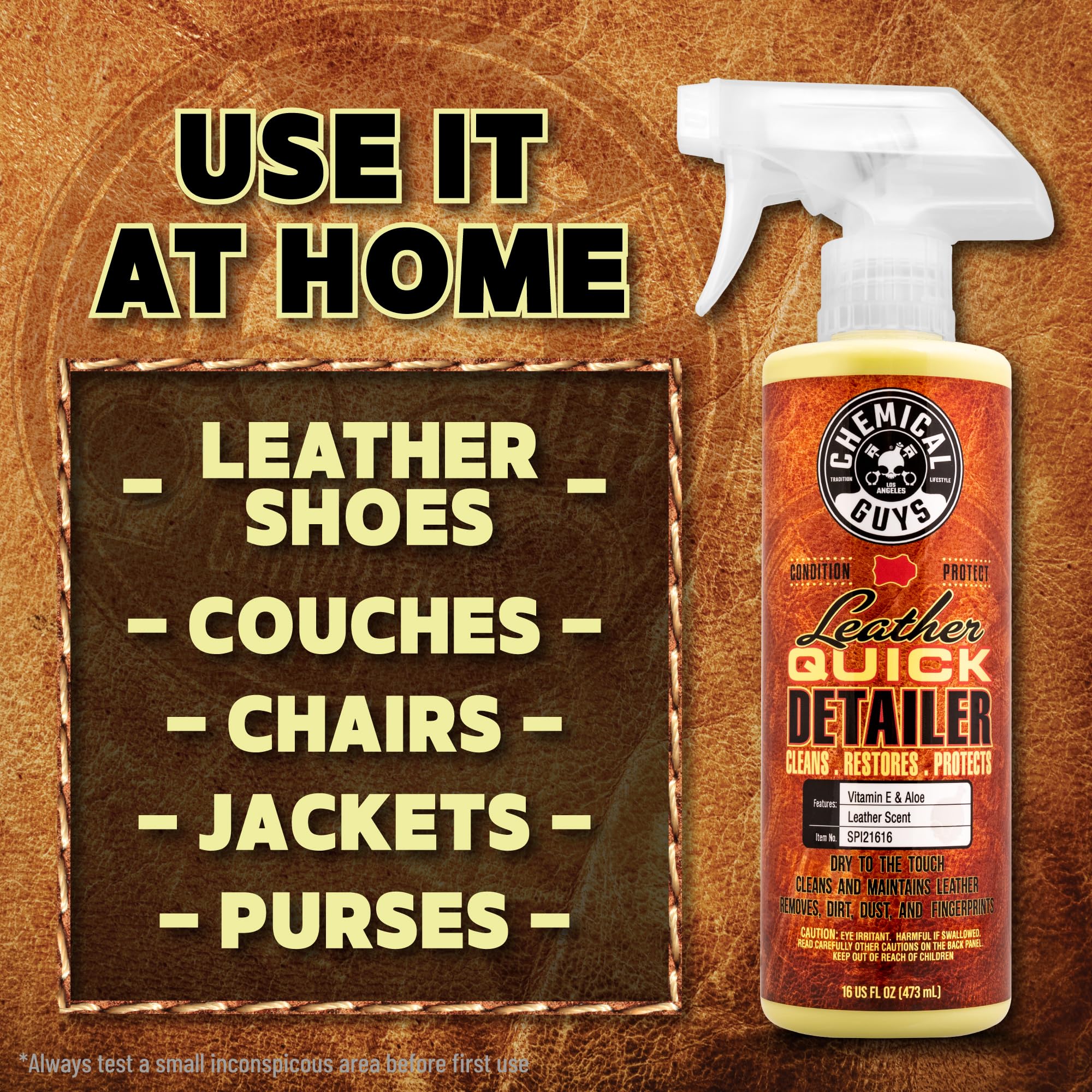 Chemical Guys Leather Quick Detailer dry-to-the-touch finish feels natural.