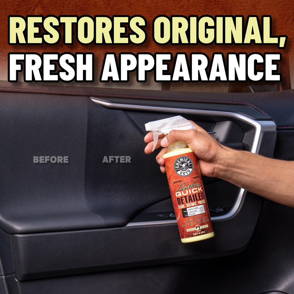Chemical Guys Leather Quick Detailer natural-sealed-leather safe for natural and sealed surfaces.