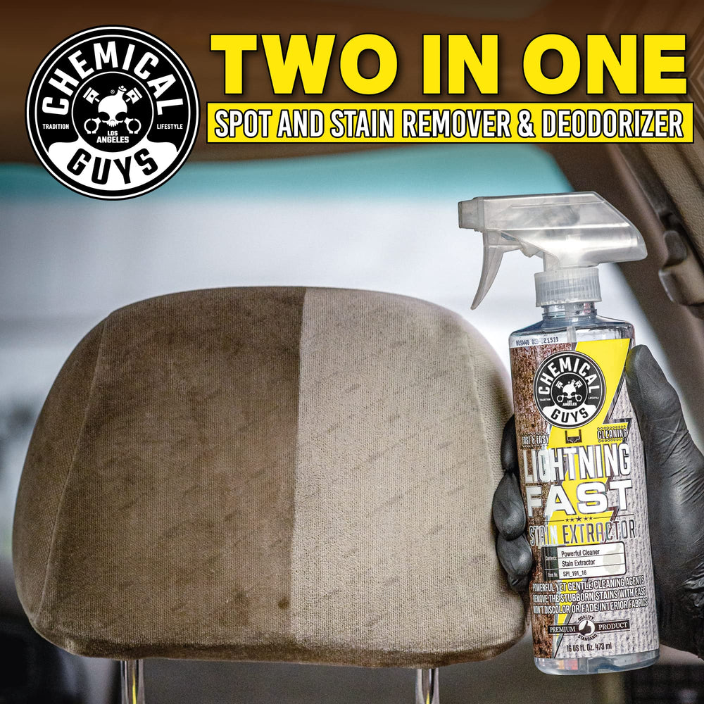 Chemical Guys Lightning Fast label closeup highlighting versatile surface use