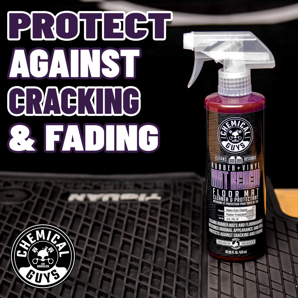 Chemical Guys Mat Renew comes in a 32 oz bottle for multiple vehicles and sessions.