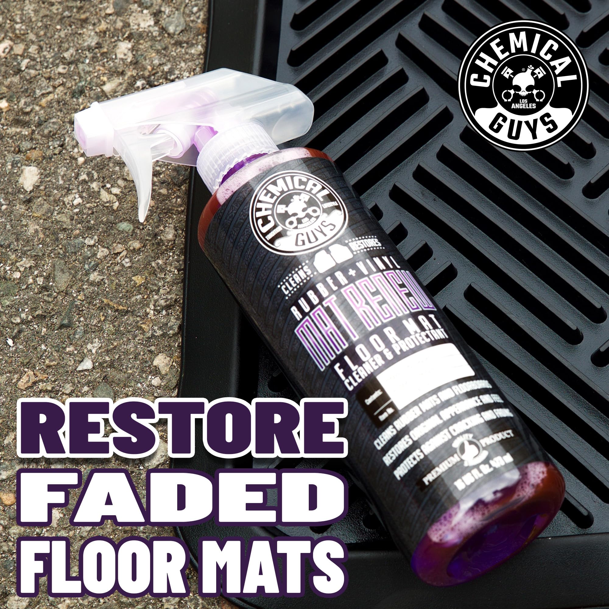 Chemical Guys Mat Renew is silicone-free and dries to the touch for safer mats.