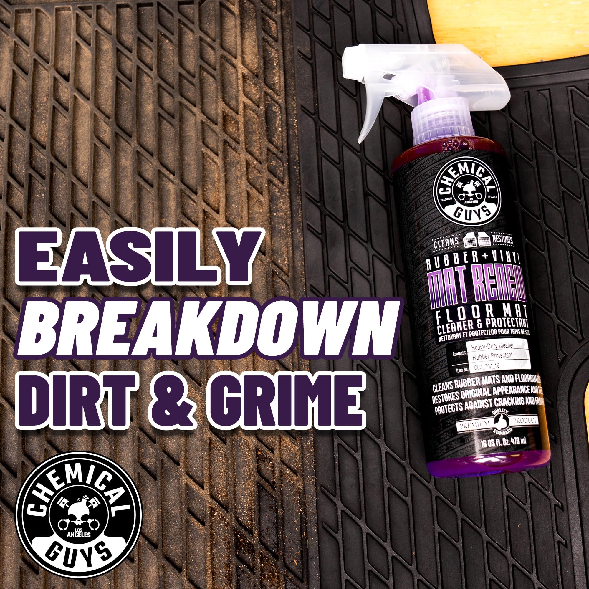 Chemical Guys Mat Renew also freshens exterior running boards with conditioning action.
