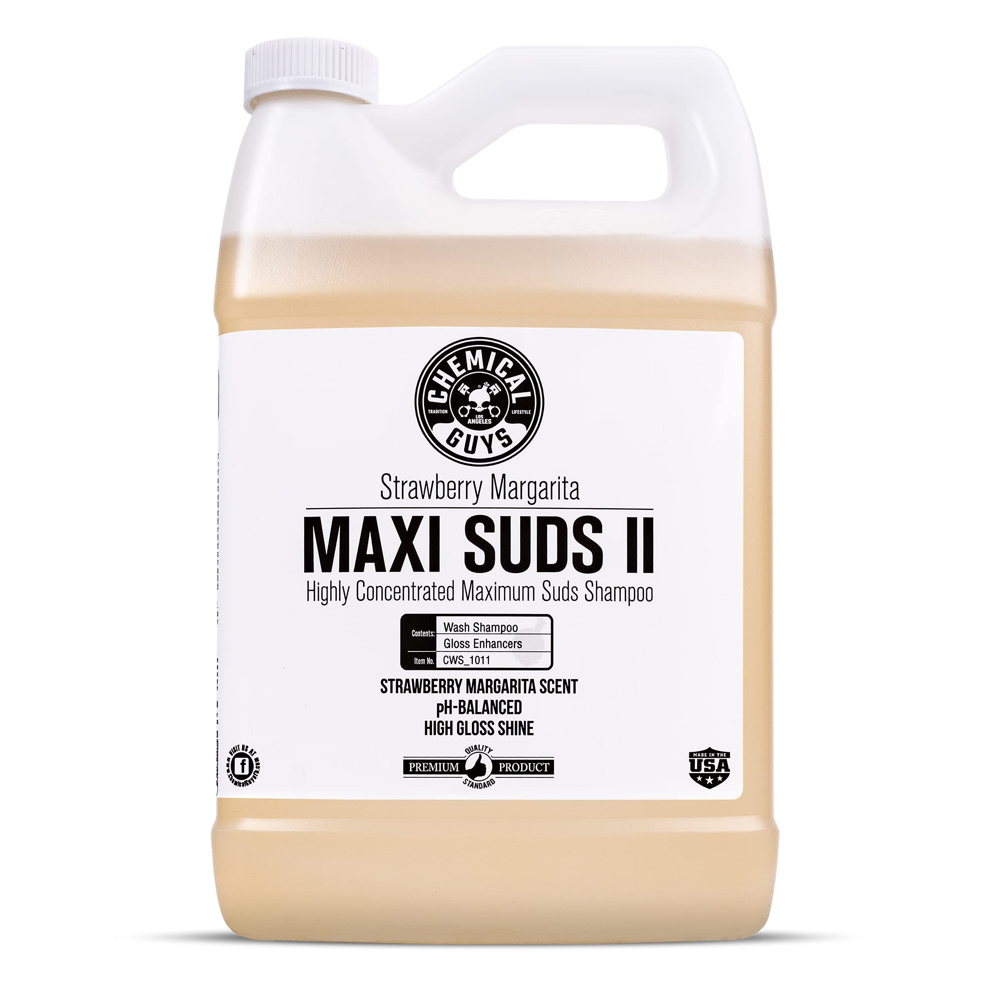Chemical Guys Maxi-Suds II foam cannon in action delivering thick, dirt-lifting foam.