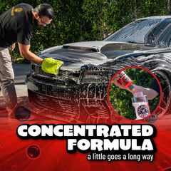 Thick foam on vehicle boosts lubrication and dirt lifting without harsh scrubbing.
