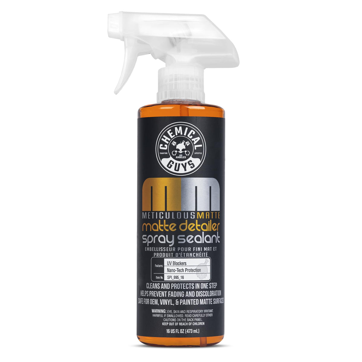 Chemical Guys Meticulous Matte Detailer bottle pour for quick matte finish maintenance.