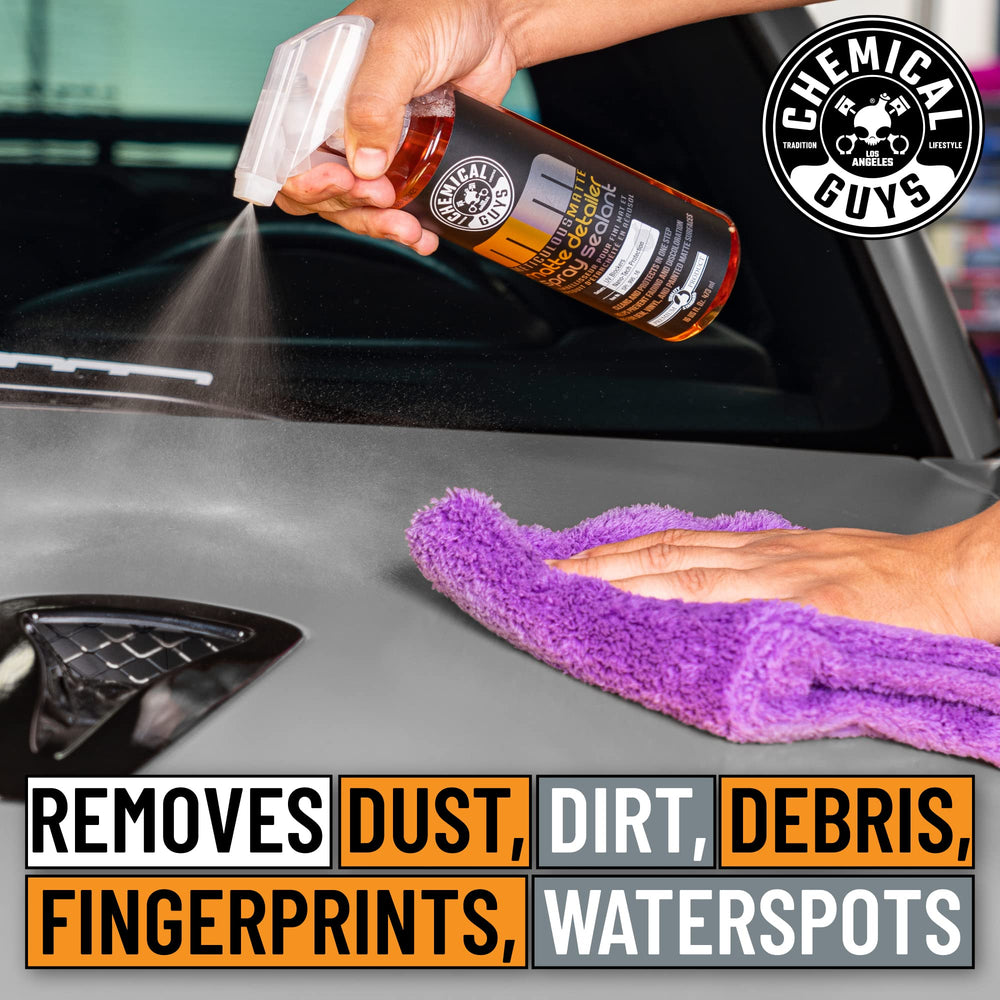 Chemical Guys Meticulous Matte Detailer vinyl wrap spray protects wraps without adding shine.