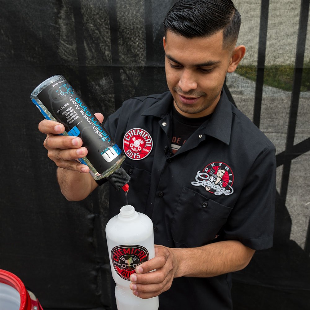 Chemical Guys Meticulous Matte foam cannon in action delivering lubrication for matte surfaces.