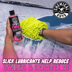 Shiny exterior after wash using Mr. Pink on a clean vehicle