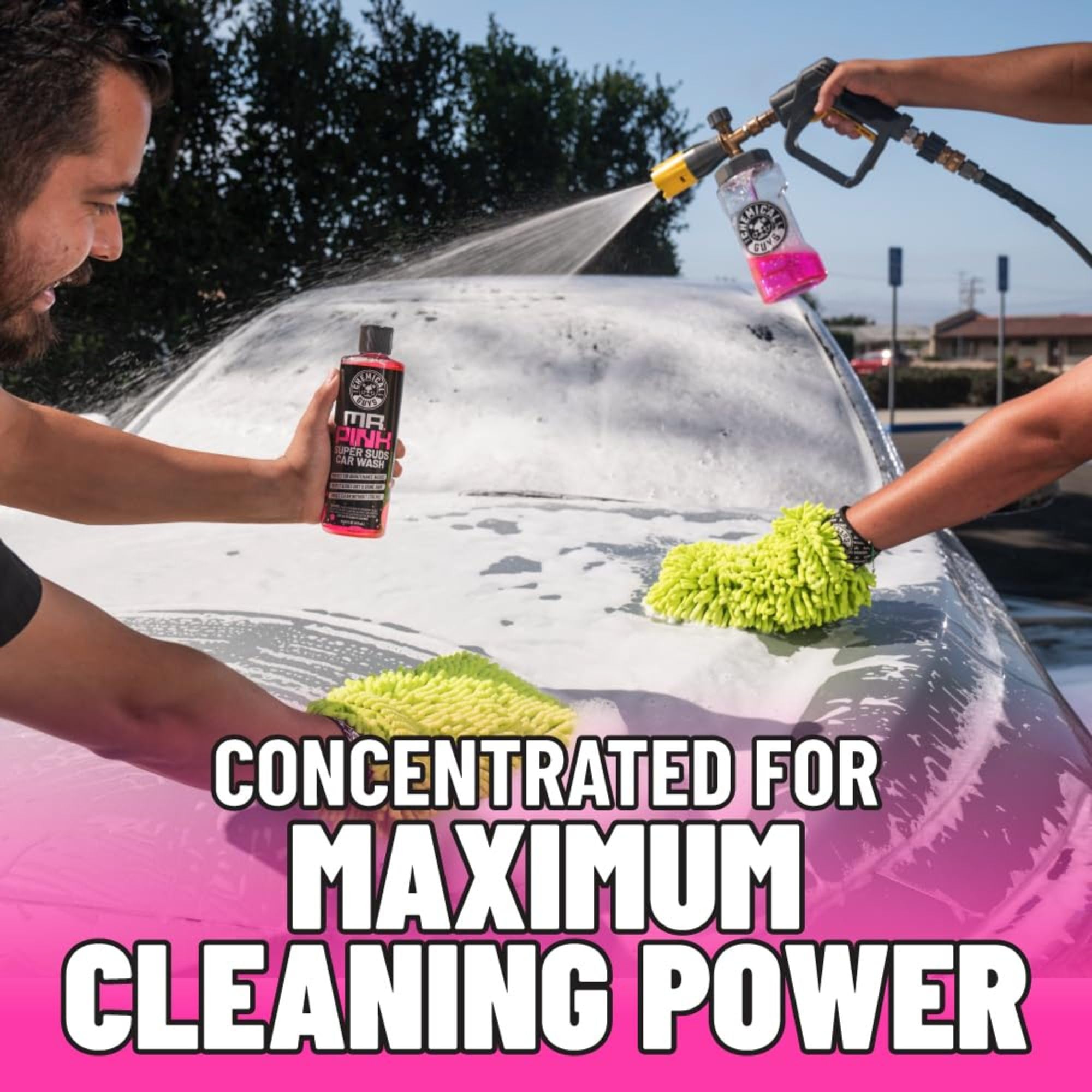 Chemical Guys Mr. Pink safe on ceramic coatings during exterior detailing.