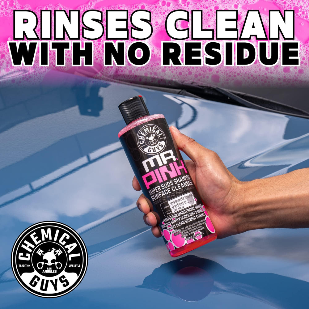 Mr. Pink label highlighting pH-balanced formula safe on wax and ceramic