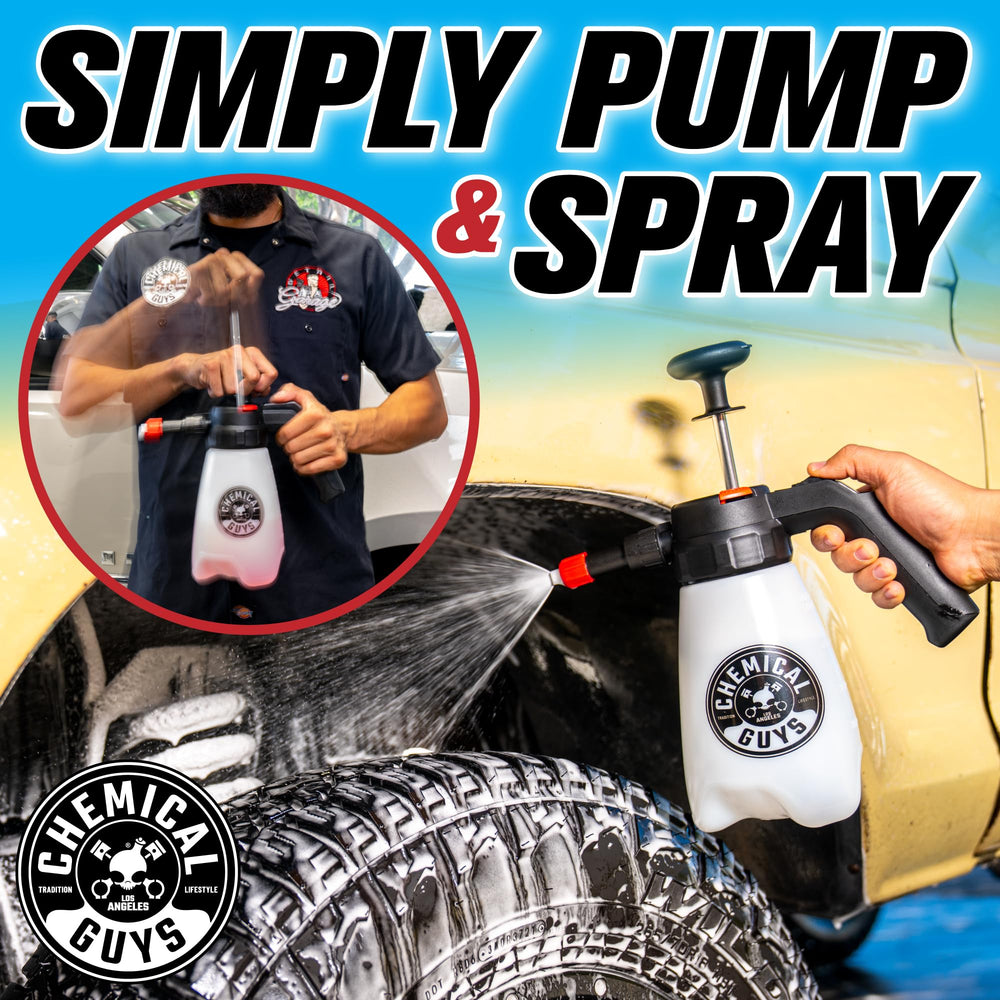 Chemical Guys Mr. Sprayer adjustable nozzle creates a gentle mist for delicate materials
