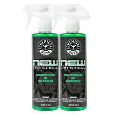 Chemical Guys New Car Smell bottle showcases the premium air freshener for long-lasting interior freshness.
