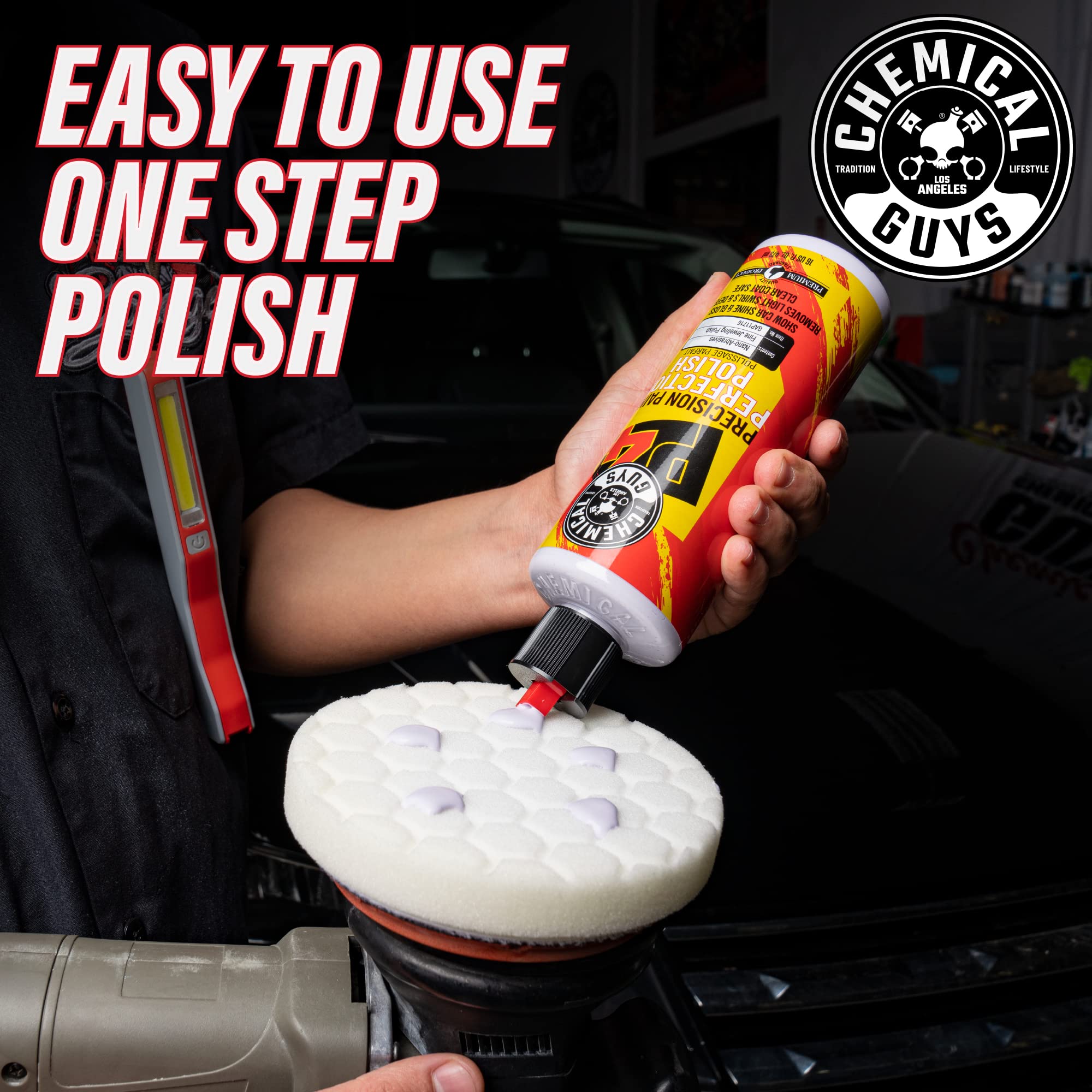 Chemical Guys P4 Polish by hand for even, precise results.