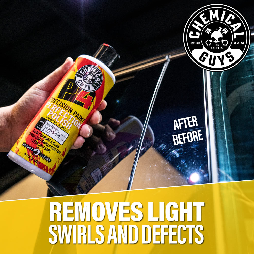 Chemical Guys P4 Polish delivers professional-grade results in detailing sessions.