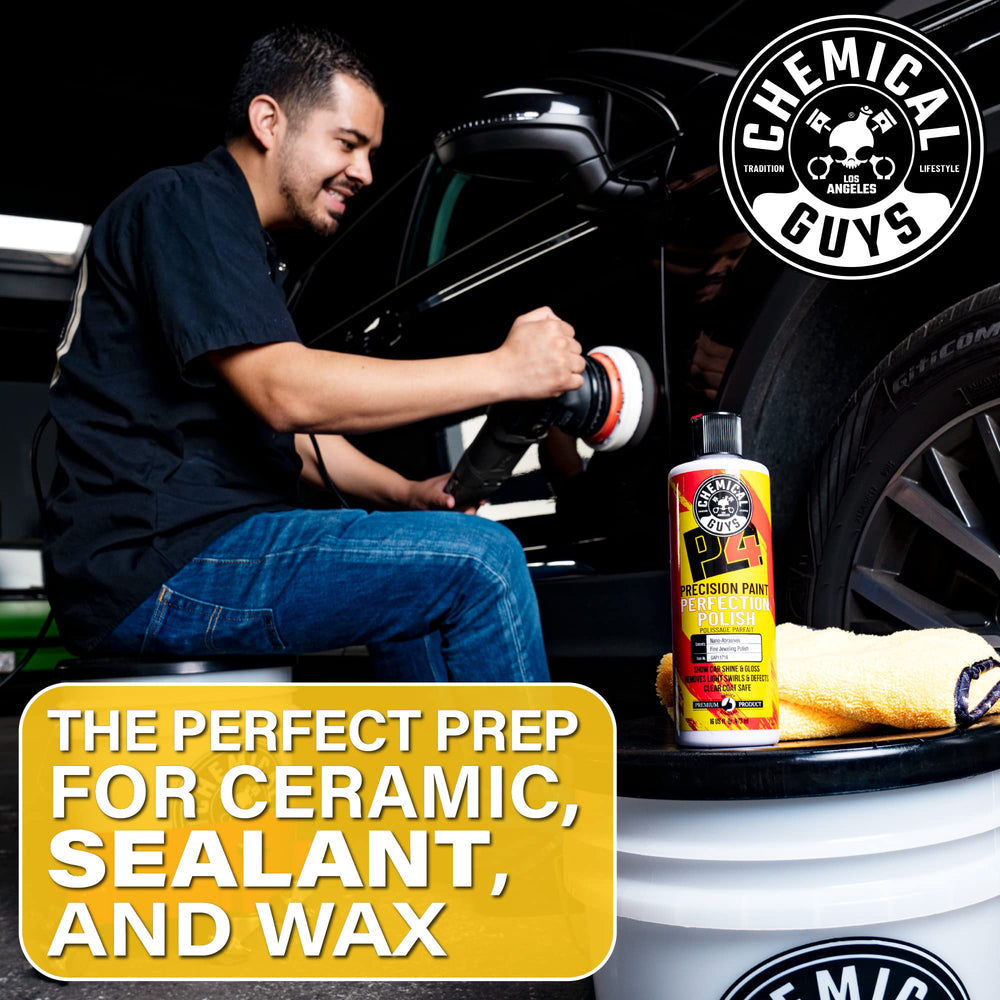 Chemical Guys P4 Polish used with rotary buffer on painted panels.