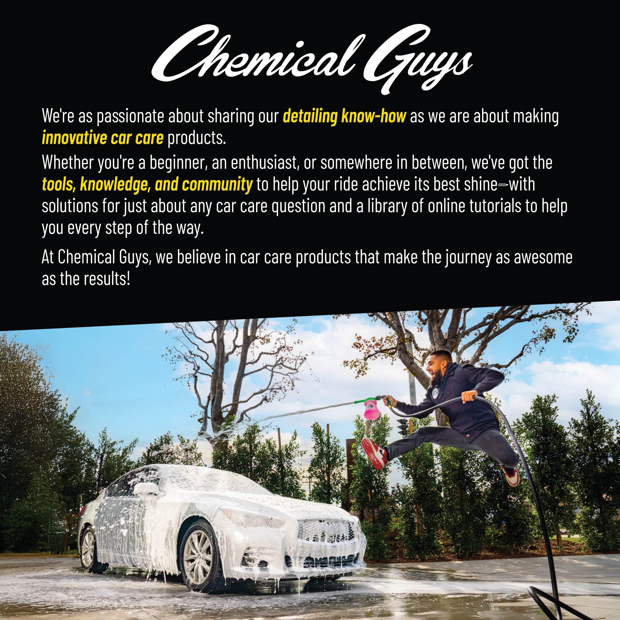 Chemical Guys ergonomic grip applicator pad reduces hand fatigue during detailing.