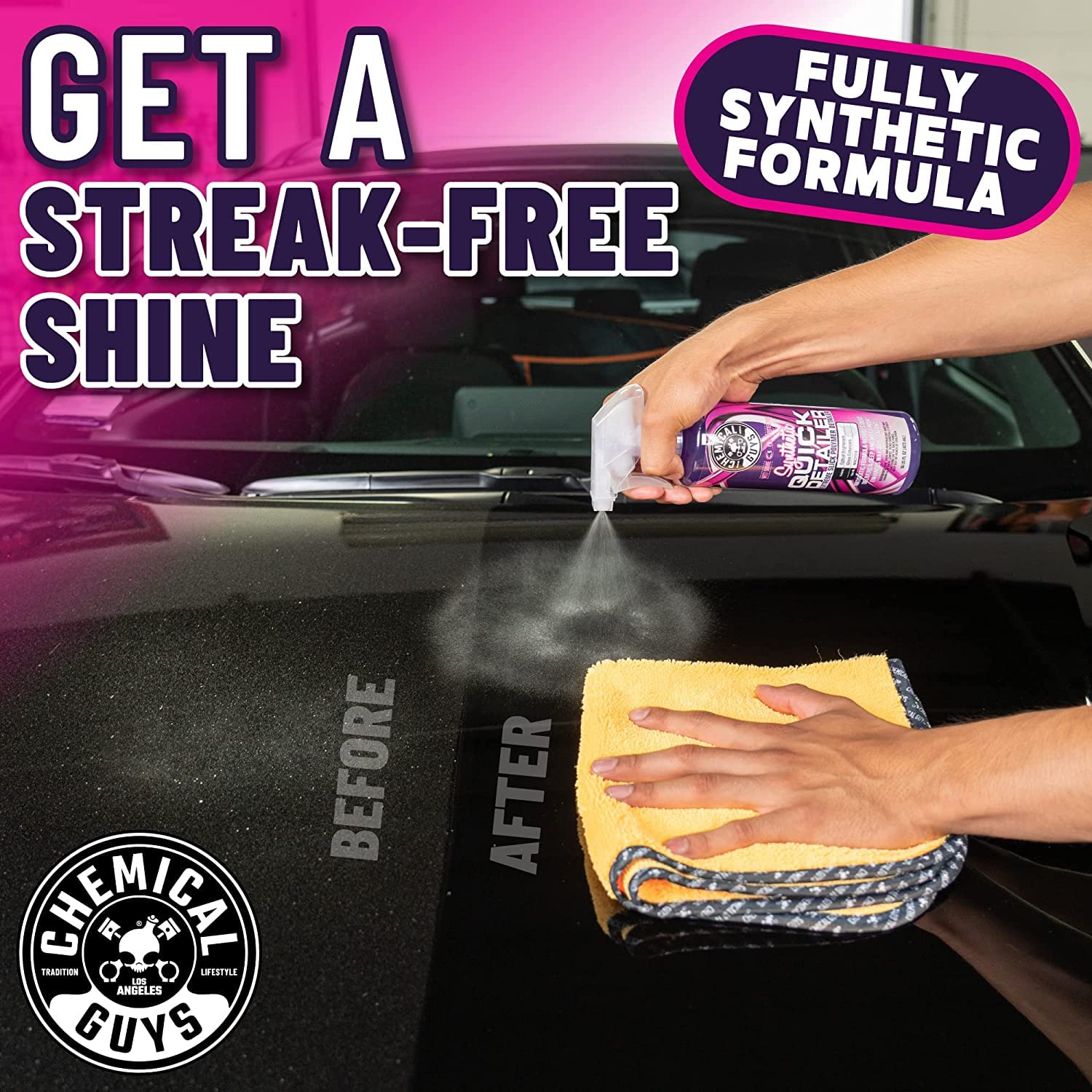 Chemical Guys Quick Detailer doubles as slick clay bar lubricant for detailing sessions.