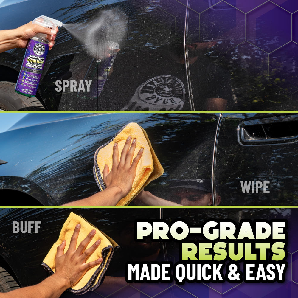 Chemical Guys Raging Rhino waterless wash on paint with glossy protection.