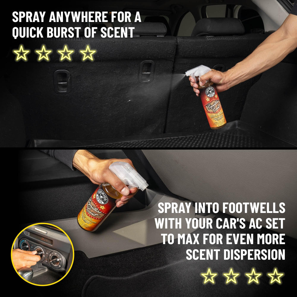 Chemical Guys Signature Scent car interior use keeps cabins fresh between trips.