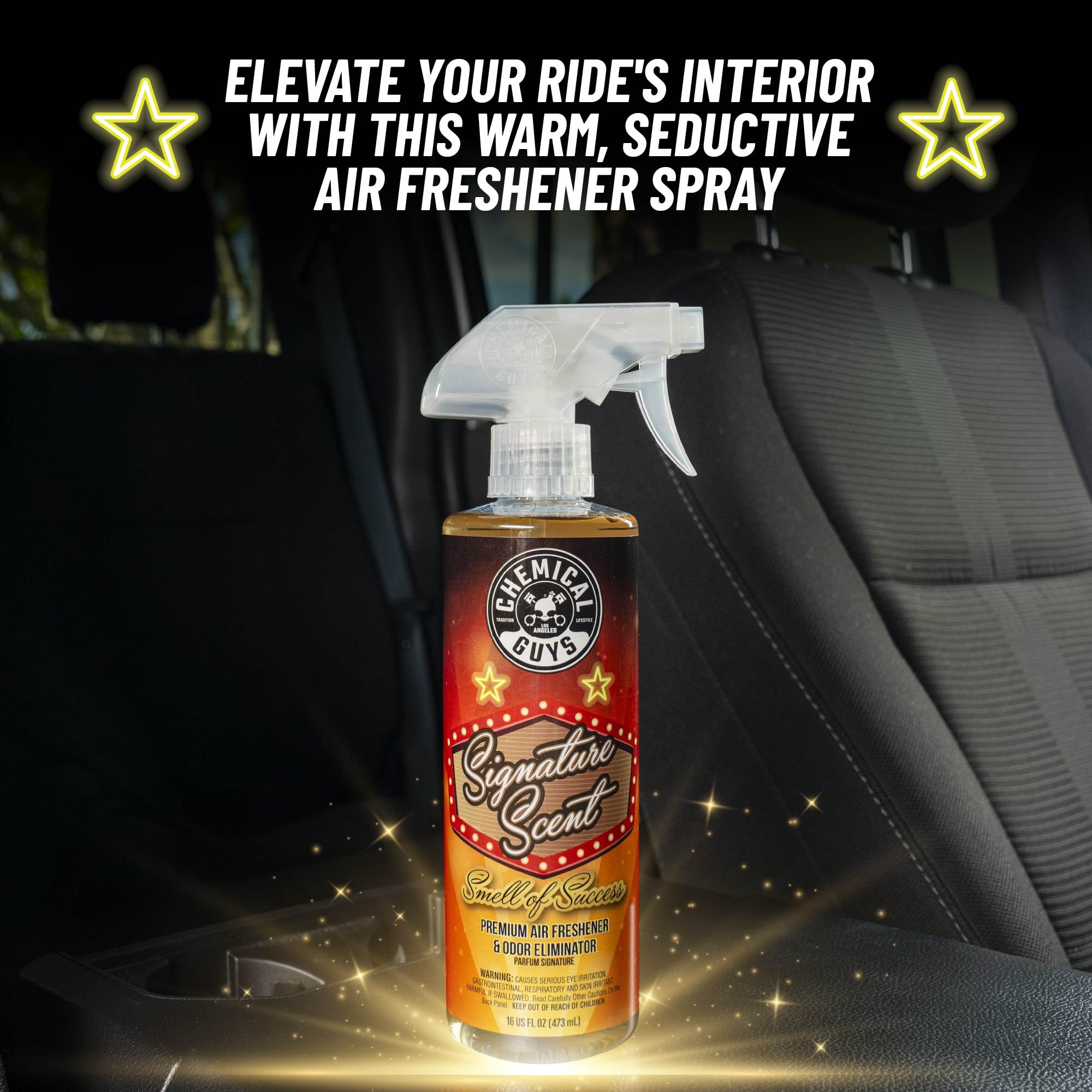 Chemical Guys Signature Scent interior mist for quick odor neutralization in the cabin.