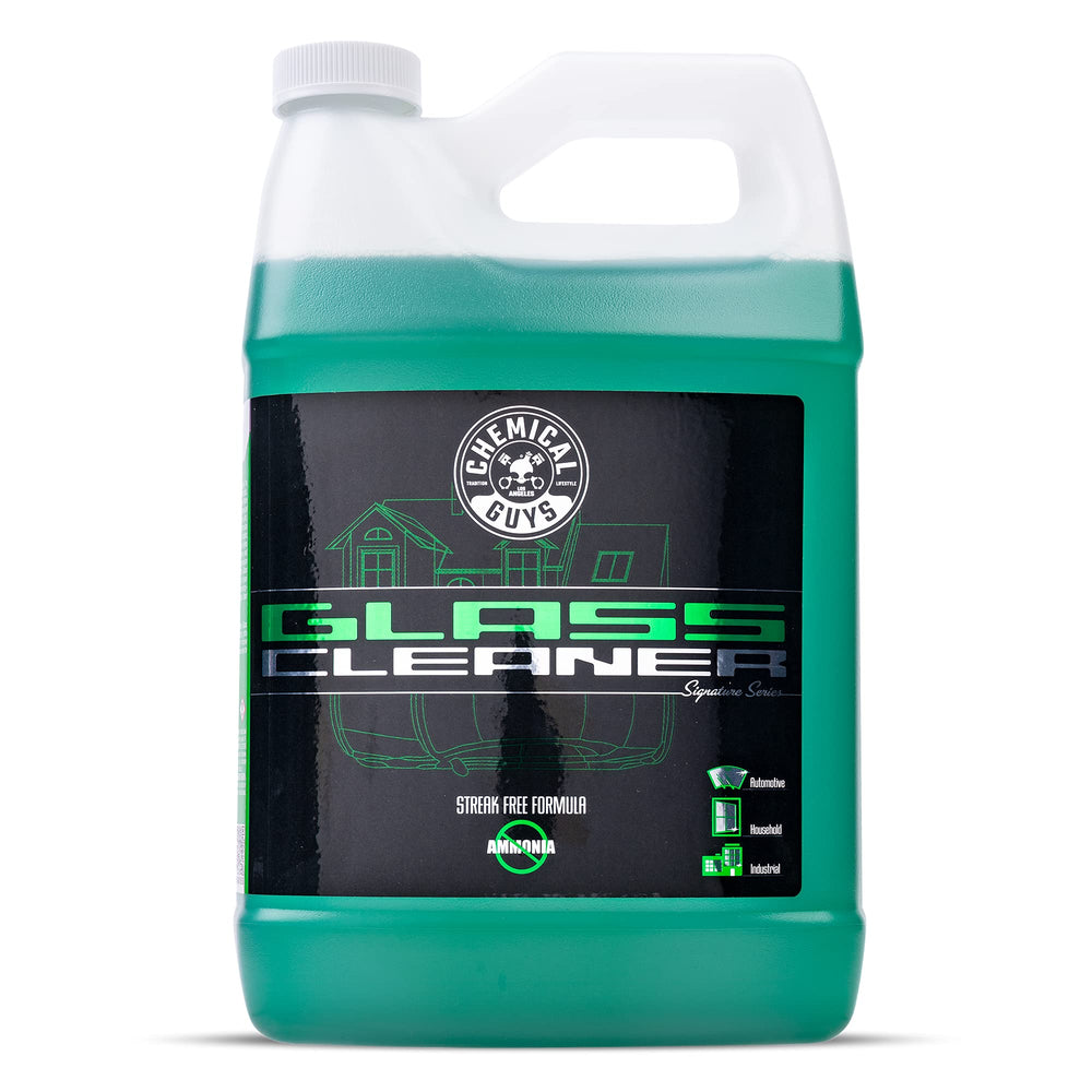 Chemical Guys Signature Series Glass Cleaner bottle front, ammonia-free and safe on tinted glass.