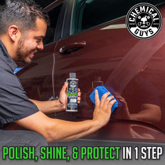 Chemical Guys Slick Finish Cleaner Wax bonding time demonstrates surface readiness for buff.