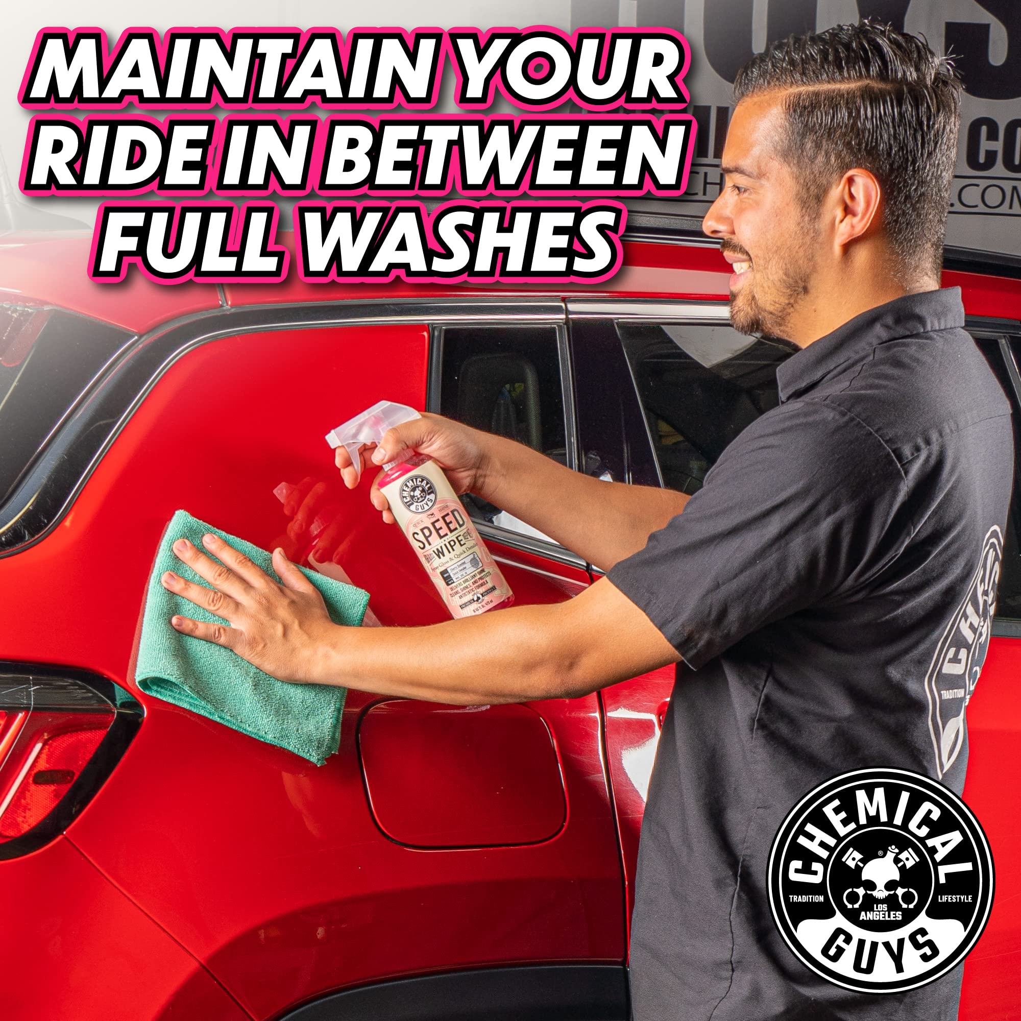 Chemical Guys Speed Wipe glossy finish closeup shows brilliant shine.