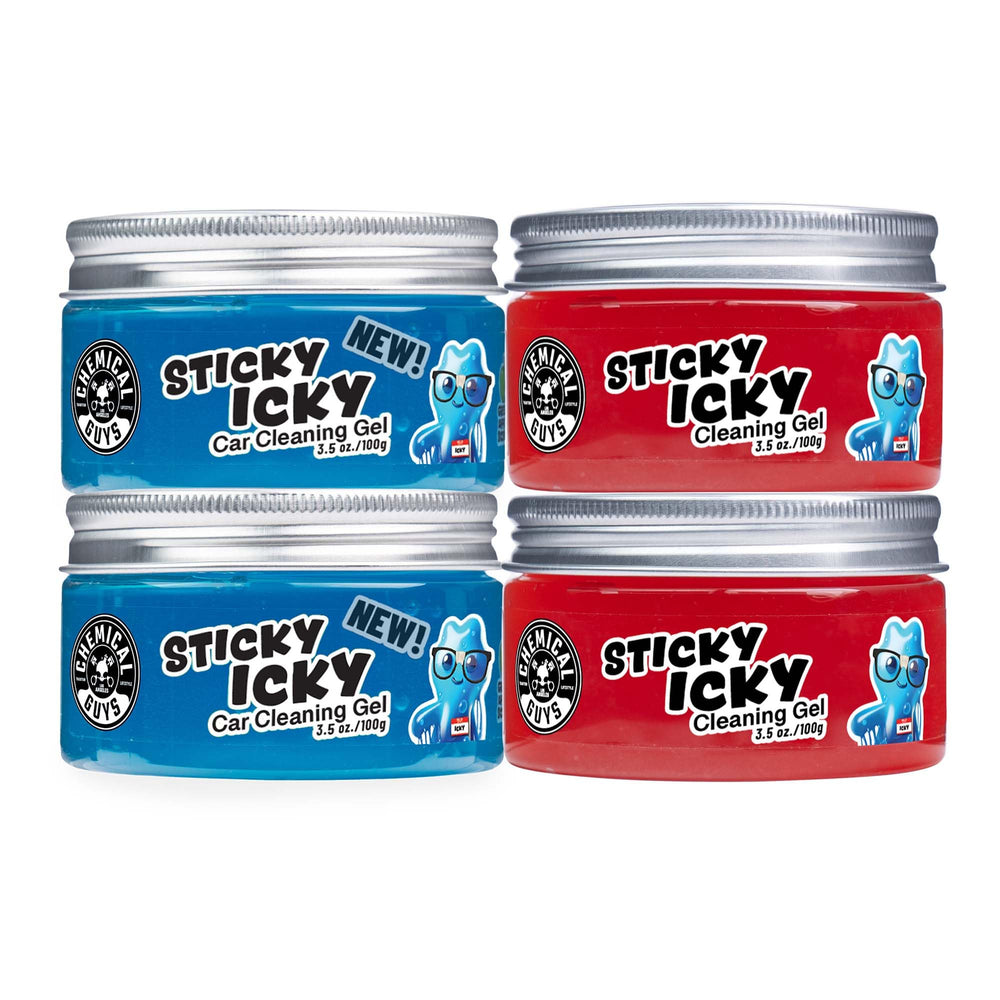 Chemical Guys Sticky Icky gel packaging shown for quick, on-the-go car cleaning.