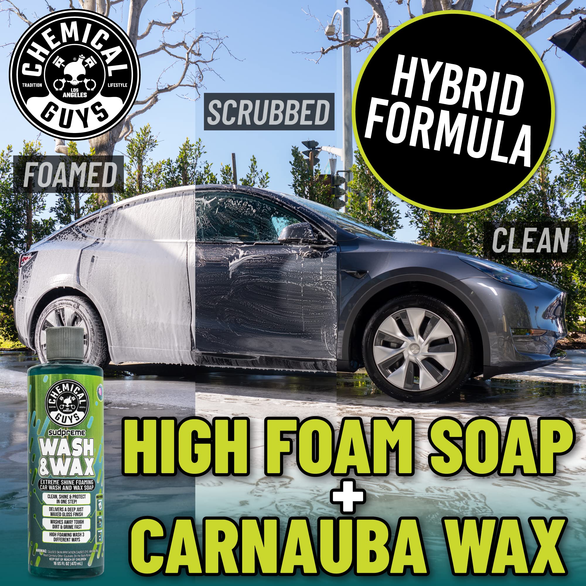 Chemical Guys Sudpreme high-suds foam action lifts dirt for a gentle, scratch-minimizing wash
