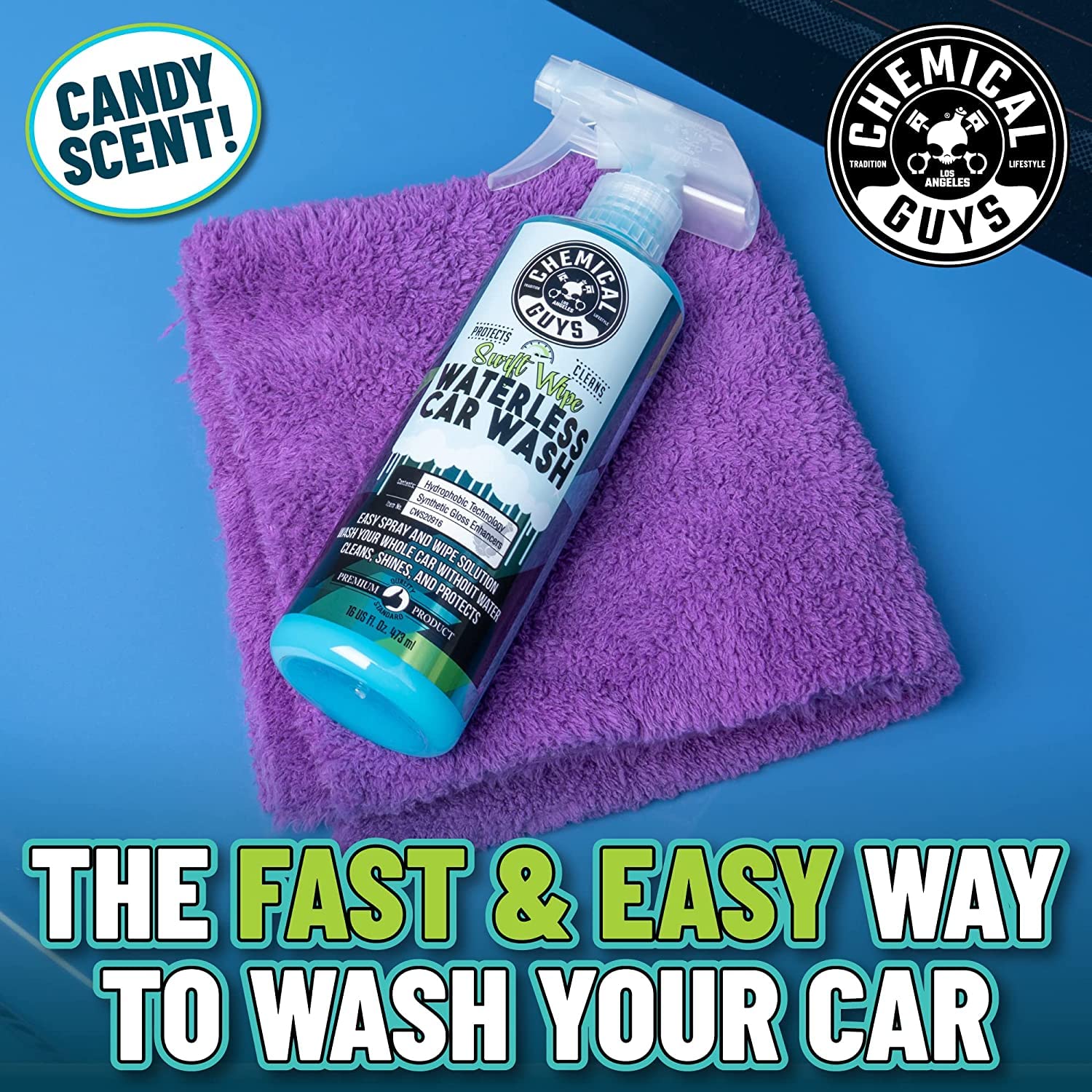 Chemical Guys Swift Wipe microfiber cloth captures residue for a streak-free shine.