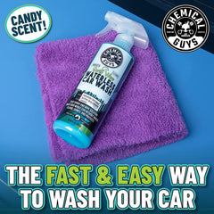 Chemical Guys Swift Wipe in action on a car panel lifting dirt with a wipe.